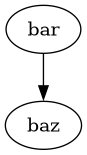 digraph foo {
   "bar" -> "baz";
}